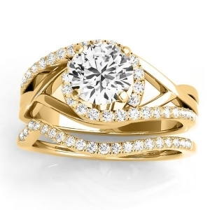 Diamond Engagement Ring Setting Band Bridal Set 14k 2 Tone Gold 0.38ct - All