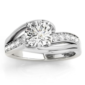 Diamond Bypass Engagement Ring Twisted Setting 14k White Gold 0.20ct - All