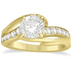 Diamond Bypass Engagement Ring Twisted Setting 14k Yellow Gold 0.20ct - All