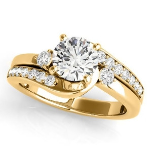 Swirl Design Diamond Engagement Ring Setting 14k Yellow Gold 0.38ct - All
