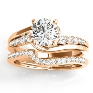 Diamond Swirl Engagement Ring and Band Bridal Set 14k Rose Gold 0.5oct - All