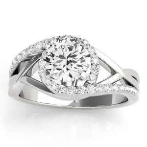 Diamond Halo Twisted Engagement Ring Setting 14k White Gold 0.25ct - All