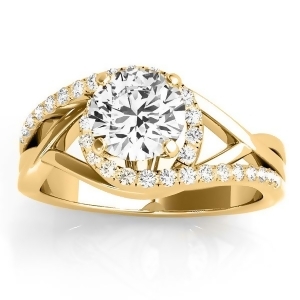 Diamond Halo Twisted Engagement Ring Setting 14k Yellow Gold 0.25ct - All
