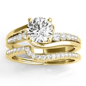 Diamond Swirl Engagement Ring and Band Bridal Set 14k Yellow Gold 0.50ct - All