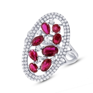 0.63Ct Diamond and 1.94ct Ruby 14k White Gold Ring - All