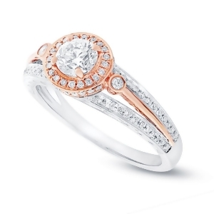 0.50Ct Round Brilliant Center and 0.26ct Side 14k Two-tone Rose Gold Diamond Engagement Ring - All
