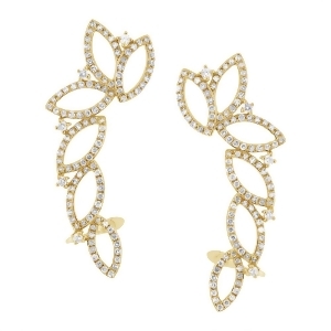 1.24Ct 14k Yellow Gold Diamond Ear Crawler Earrings - All