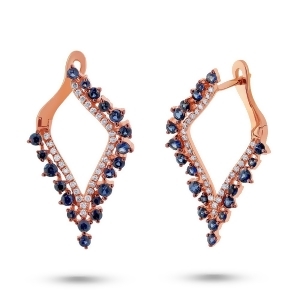 0.25Ct Diamond and 1.06ct Blue Sapphire 14k Rose Gold Earrings - All