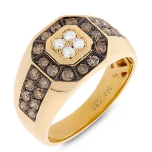 1.18Ct 14k Yellow Gold White and Champagne Diamond Men's Ring - All