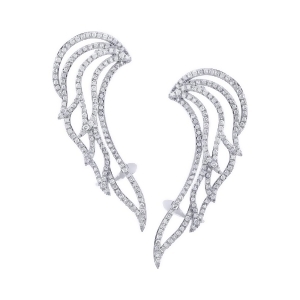 1.61Ct 14k White Gold Diamond Ear Crawler Earrings - All