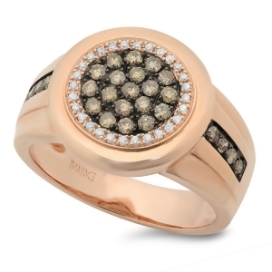 0.76Ct 14k Rose Gold White and Champagne Diamond Men's Ring - All
