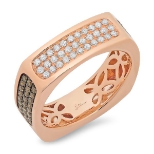 0.94Ct 14k Rose Gold White and Champagne Diamond Men's Ring - All