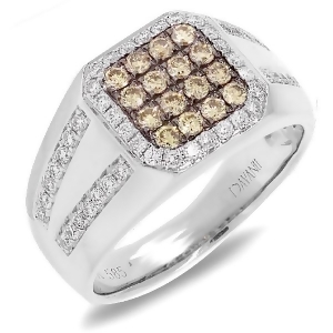 1.15Ct 14k White Gold White and Champagne Diamond Men's Ring - All