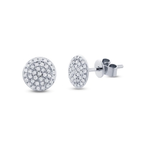 0.21Ct 14k White Gold Diamond Pave Stud Earrings - All