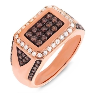 1.02Ct 14k Rose Gold White and Champagne Diamond Men's Ring - All