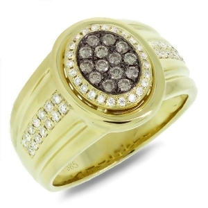 0.67Ct 14k Yellow Gold White and Champagne Diamond Men's Ring - All