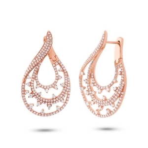 2.10Ct 14k Rose Gold Diamond Earrings - All