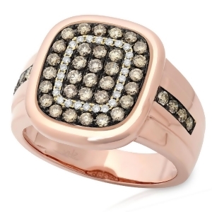 1.17Ct 14k Rose Gold White and Champagne Diamond Men's Ring - All