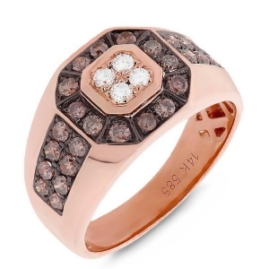 1.18Ct 14k Rose Gold White and Champagne Diamond Men's Ring - All