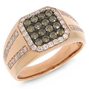 1.15Ct 14k Rose Gold White and Champagne Diamond Men's Ring - All