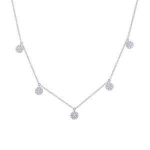 0.22Ct 14k White Gold Diamond Pave Circle Necklace - All