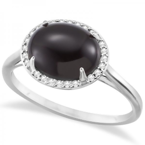 Diamond Accented Halo Onyx Fashion Ring 14k White Gold 3.56ct - All