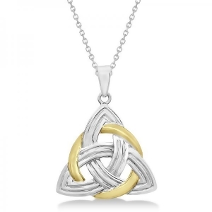Celtic Knot Pendant Necklace in 14k Two Tone Gold - All