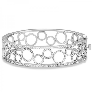 Luxury Diamond Bangle Bridal Bracelet 14k White Gold 6.88ct - All