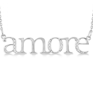 Amore Diamond Pendant Necklace in 14k White Gold 0.08ct - All