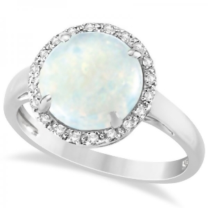 Diamond Accented Halo Opal Engagement Ring in 14k White Gold 2.07ct - All