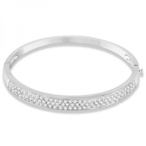 Diamond Pave Set Bangle Bracelet 14k White Gold 3.00ct - All