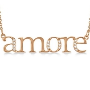 Amore Diamond Pendant Necklace in 14k Rose Gold 0.08ct - All