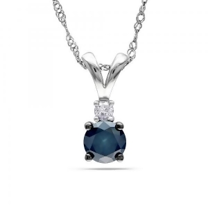 Blue and White Diamond Pendant Necklace 14k White Gold 0.50ct - All