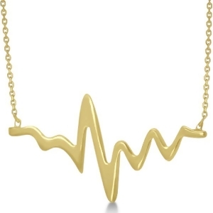 Adjustable Heartbeat Pendant Necklace in 14k Yellow Gold - All