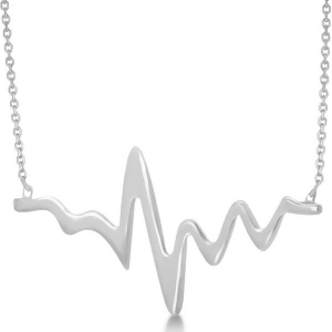 Adjustable Heartbeat Pendant Necklace in 14k White Gold - All