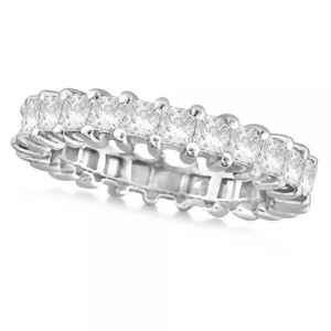 Diamond Accented Princess Cut Eternity Band in 14k White Gold 2.25ct - All