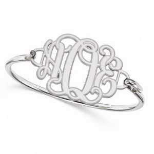 Three Initial Monogram Bangle Bracelet in Sterling Silver - All