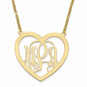 Heart Monogram Initial Pendant Necklace Yellow Gold Vermeil - All