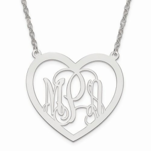 Heart Monogram Initial Plate Pendant Necklace in Sterling Silver - All