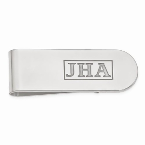 Recessed Letters Monogram Initial Money Clip in 14k White Gold - All