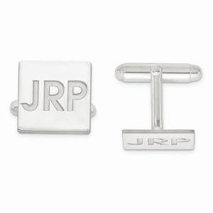 Recessed Letters Monogram Initial Cufflinks in Sterling Silver - All