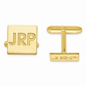 Recessed Letters Monogram Initial Cufflinks in 14k Yellow Gold - All