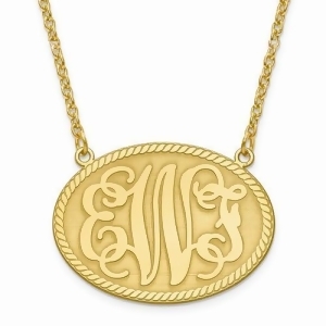 Medium Oval Monogram Initial Pendant Necklace Gold on Sterling Silver - All