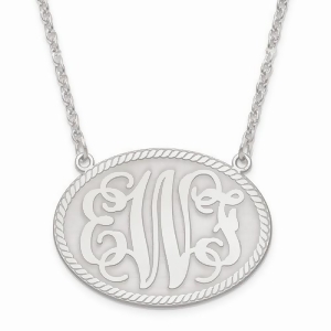 Medium Oval Monogram Initial Plate Pendant Necklace in Sterling Silver - All