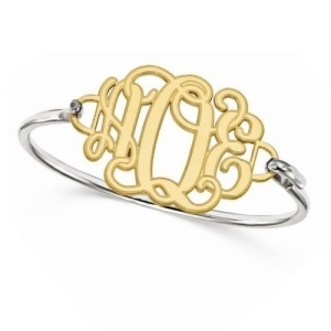 Three Initial Monogram Bangle Bracelet Gold over Sterling Silver - All