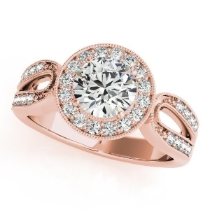 Art Deco Split Shank Diamond Halo Engagement Ring 14k Rose Gold 1.33ct - All