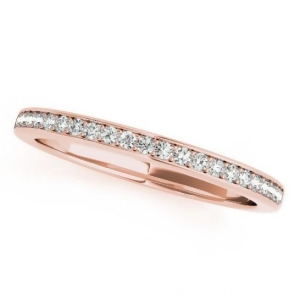 Pave Diamond Accented Wedding Band 14k Rose Gold 0.20ct - All