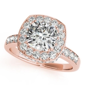 Cushion Cut Halo Diamond Engagement Ring 14k Rose Gold 1.34ct - All