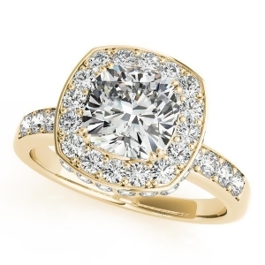 Cushion Cut Halo Diamond Engagement Ring 14k Yellow Gold 1.34ct - All