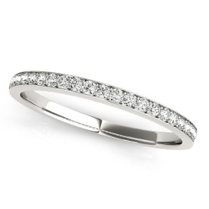 Semi Eternity Pave Diamond Wedding Band in 14k White Gold 0.20ct - All